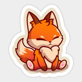 Cute Fox Sitting Cartoon Sticker